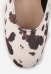 Brązowo-Białe Balerinki Vices w Krowie Łaty ze Skórzaną Wkładką i Szerokim Paskiem ze Sprzączką Rilucea