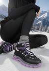 Czarno-Fioletowe Sznurowane Buty Trekkingowe Traperki Vices na Grubej Podeszwie Afertie