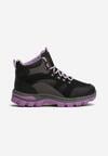 Czarno-Fioletowe Buty Trekkingowe Trapery Vices Ozdobione Przeszyciami Narrive