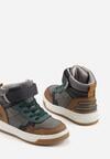 Ciemnobeżowe Botki Vices w Stylu Sneakersów z Przeszyciami Esselia