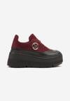Bordowe Sneakersy Vices na Platformie Zdobione Okrągłą Aplikacją Wodvire