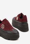 Bordowe Sneakersy Vices na Platformie Zdobione Okrągłą Aplikacją Wodvire