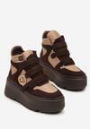 Beżowo-Brązowe Botki Vices w Stylu Sneakersów na Platformie Afirriva