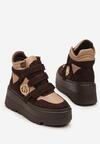 Beżowo-Brązowe Botki Vices w Stylu Sneakersów na Platformie Afirriva