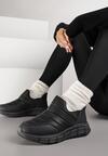 Czarne Pikowane Sneakersy na Grubej Tłoczonej Platformie Verta