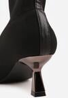 Czarne Botki Vices na Metalicznej Szpilce Kaczuszce ze Skarpetową Cholewką Vamige