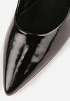 Czarne Lakierowane Szpilki Vices ze Skórzaną Wkładką i Metaliczną Wstawką Fallenisse