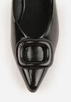 Czarne Czółenka na Obcasie Vices ze Skórzaną Wkładką Ozdobione Klamrą Aponelle