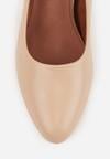 Beżowe Czółenka Vices na Klockowym Obcasie z Wkładką ze Skóry Naturalnej Essenia