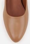 Ciemnobeżowe Czółenka Vices na Klockowym Obcasie z Wkładką ze Skóry Naturalnej Essenia