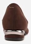 Brązowe Czółenka Vices ze Skórzaną Wkładką na Obcasie z Aplikacją Celvila