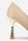 Beżowe Szpilki Vices ze Skórzaną Wkładką i Cyrkoniami Afirrive