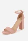 Jasnoróżowe Sandały Vices na Obcasie ze Skórzaną Wkładką Lishiria