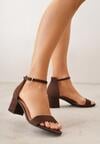 Ciemnobrązowe Sandały Vices na Obcasie w Klasycznym Stylu Jelhiris