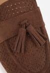 Ciemnobrązowe Ażurowe Mokasyny VICES Ozdobione Frędzlami Catiana