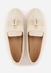Beżowe Ażurowe Mokasyny VICES Ozdobione Frędzlami Catiana