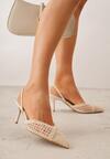 Beżowe Szpilki VICES z Siateczkową Cholewką Idahpeia