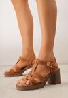 Brązowe Sandały VICES na Platformie i Obcasie z Dwoma Paskami Noemala