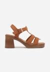 Brązowe Sandały VICES na Platformie i Obcasie z Dwoma Paskami Noemala