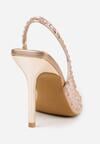 Szampańskie Sandały na Szpilce VICES z Transparentną Cholewką i Cyrkoniami Imelle