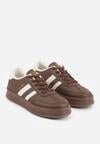Brązowe Sneakersy w Stylu Tenisówek z Paskami na Boku Saliena