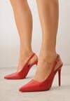 Czerwone Szpilki VICES z Odkrytą Piętą i Skórzaną Wkładką Kiladria