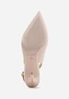 Beżowe Lakierowane Szpilki VICES z Odkrytą Piętą i Wkładką ze Skóry Naturalnej Salena