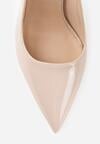 Beżowe Lakierowane Szpilki VICES z Odkrytą Piętą i Wkładką ze Skóry Naturalnej Salena