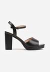 Czarne Sandały VICES na Słupku i Platformie z Wkładką ze Skóry Naturalnej Azimara