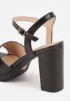 Czarne Sandały VICES na Słupku i Platformie z Wkładką ze Skóry Naturalnej Azimara