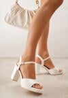 Białe Sandały VICES na Słupku i Platformie z Wkładką ze Skóry Naturalnej Azimara