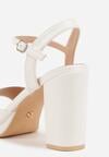 Białe Sandały VICES na Słupku i Platformie z Wkładką ze Skóry Naturalnej Azimara
