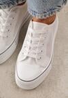 Białe Trampki na Grubej Podeszwie z Plecioną Cholewką Nalivera