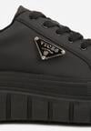 Czarne Casualowe Sneakersy VICES na Grubej Podeszwie z Tłoczeniami Therelle