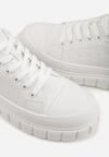 Białe Sneakersy VICES na Grubej Tłoczonej Podeszwie z Perforacją Diomerine