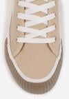 Beżowe Trampki VICES na Grubej Podeszwie z Tłoczeniami z Trójkątną Aplikacją Bolirea