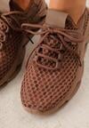Brązowe Siateczkowe Sneakersy na Grubej Podeszwie z Perforacją Mirarien