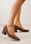 Brązowe Czółenka Vices na Obcasie ze Skórzaną Wkładką Valaria