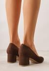 Brązowe Czółenka Vices na Obcasie ze Skórzaną Wkładką Valaria