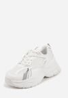 Białe Sneakersy VICES na Grubej Tłoczonej Podeszwie z Perforacją Elanatia