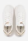 Biało-Złote Sneakersy VICES z Metaliczną Wstawką Perforacją i Gwiazdą Edanatia