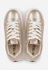 Złote Sneakersy VICES z Metaliczną Wstawką Perforacją i Gwiazdą Edanatia