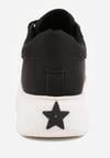 Czarne Sneakersy VICES z Metaliczną Wstawką Perforacją i Gwiazdą Edanatia