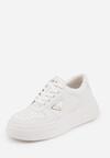 Białe Sneakersy VICES na Grubej Podeszwie z Trójkątną Aplikacją Meanata