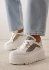 Białe Sneakersy VICES na Koturnie z Brokatem Elanatale