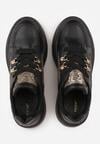 Czarne Sneakersy VICES na Koturnie z Brokatem Elanatale