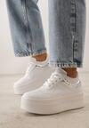 Biało-Srebrne Sneakersy VICES na Grubej Podeszwie z Przeszyciami i Tłoczeniem Berolle