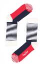 Granatowo-Czerwone Skarpetki Half  Stripe Happy Socks