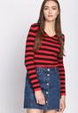 Czarno-Czerwony Sweter Crazy Stripes