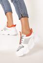 Biało-Pomarańczowe Sneakersy Deximenis